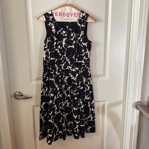 Black and Off-White Floral A-Line Dress